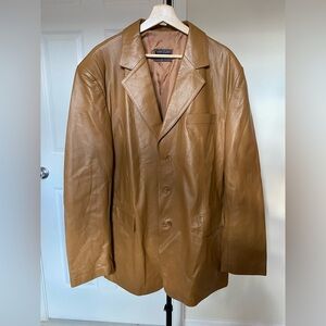 Men's Brown Leather Trench Coat